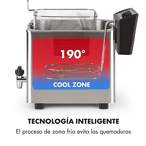 Klarstein Family Fry freidora - 3000 W, Cesta de freír XXL, Termostato regulable, Tecnología Oil Drain, Aislante térmico, Carcasa aislada para evitar quemaduras, Acero inoxidables, Plateado