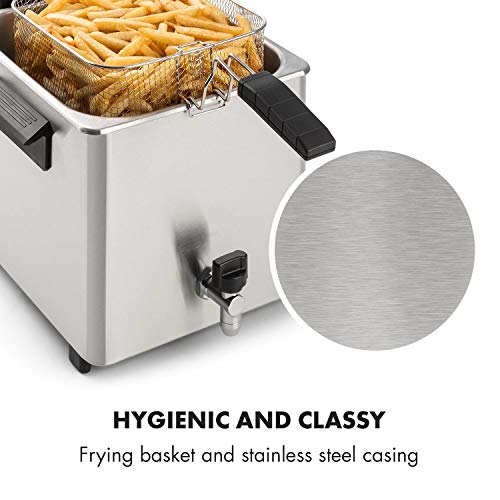 Klarstein Family Fry freidora - 3000 W, Cesta de freír XXL, Termostato regulable, Tecnología Oil Drain, Aislante térmico, Carcasa aislada para evitar quemaduras, Acero inoxidables, Plateado