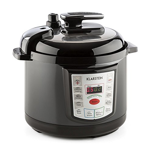 KLARSTEIN Fast Flavour Olla a presión multifunción (900W, fácil y rápido manejo, 5 litros de Capacidad, conservación de la Temperatura) - Negro