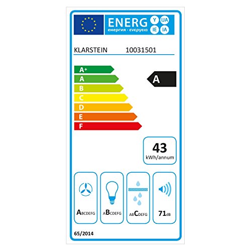 KLARSTEIN Finessa Campana Extractora - De Pared, Potencia extracción 635 m³/h, Frontal táctil de Cristal, Eficiencia energética A, Diseño Moderno, Temporizador, Ancho 90 cm, Acero Inoxidable