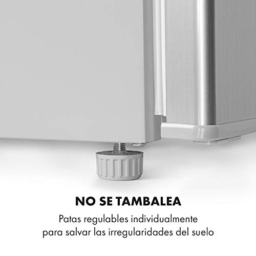 Klarstein Hudson Nevera - 88 litros, eficiencia energética A++, 3 estantes de cristal, 2 compartimentos para verduras, luz interior LED, 3 compartimentos para botellas de hasta 2 litros, Gris-plata