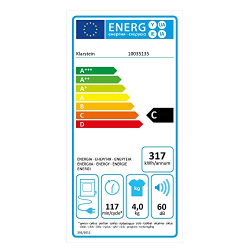 Klarstein Jet Set 4000 - Secadora de ropa, Carga frontal, Potencia 1400 W, Independiente, EEC C, 4 kg, Resistencia de PTC, Calor de hasta 60 °C, Programable de 20 a 200 minutos, Compacta, Blanco