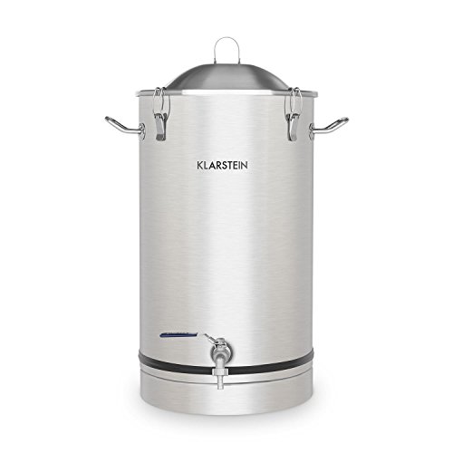 Klarstein Maischfest - Caldera de fermentación, Tanque de maceración, Apto para preparación de cerveza y vino, Volumen 25 L, Grifo de salida, Higiénico, Seguro, Hermético, Acero inoxidable