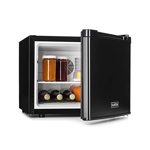 Klarstein Manhattan Nevera mini - Minibar 2 zonas, Temperatura 3 niveles, Aislante ciclopentano, Iluminación interior, 35L, 45x39x52,5cm, 30dB, 11kg, Patas goma ajustables, Clase A, Negro