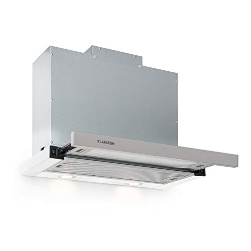 Klarstein Mariana 60 Extractor de humos plano - 60 cm, clase C, 500 m³/h, extracción y ventilación, luces LED, botones, bajo mueble, blanco