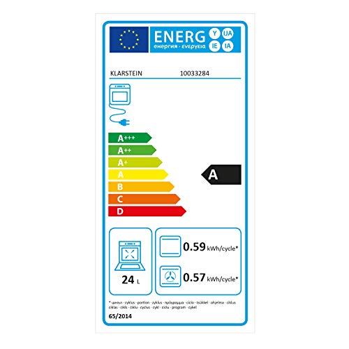 Klarstein MasterFresh horno de vapor - Vaporera independiente, 24 litros de capacidad, 230 °C, Depósito de 1,4 litros, Vaporera de 1100 W, Horno de 1900 W, Táctil, Programable, Negro