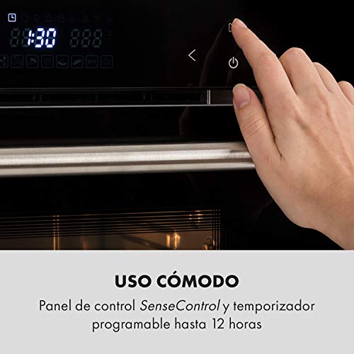 Klarstein MasterFresh horno de vapor - Vaporera independiente, 24 litros de capacidad, 230 °C, Depósito de 1,4 litros, Vaporera de 1100 W, Horno de 1900 W, Táctil, Programable, Negro