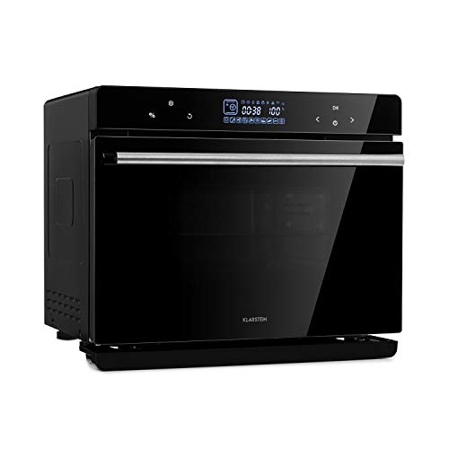 Klarstein MasterFresh horno de vapor - Vaporera independiente, 24 litros de capacidad, 230 °C, Depósito de 1,4 litros, Vaporera de 1100 W, Horno de 1900 W, Táctil, Programable, Negro