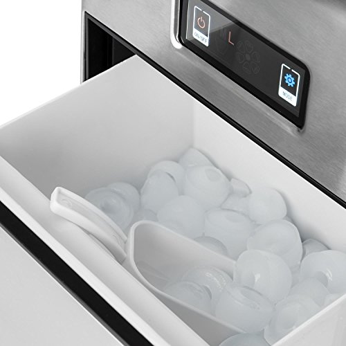 Klarstein Metropolitan Silver Edition - Máquina cubitera, Hielo automático, Sistema circulante, 12kg diarios, Cubitos en 3 tamaños, Refrigerante R600a, Tanque 2,15L, Acero inoxidable, Gris metalizado