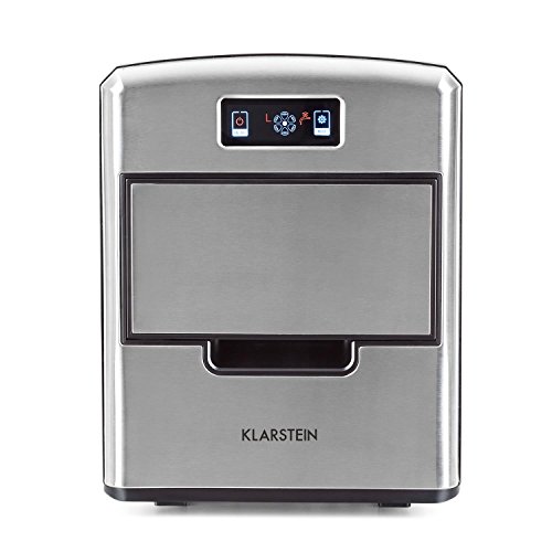 Klarstein Metropolitan Silver Edition - Máquina cubitera, Hielo automático, Sistema circulante, 12kg diarios, Cubitos en 3 tamaños, Refrigerante R600a, Tanque 2,15L, Acero inoxidable, Gris metalizado