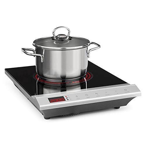 Klarstein MisterCook placa de cocina - Cocina de inducción, 2000 W, 8 niveles de potencia y de temperatura, Pantalla LED, Autoapagado, Seguro para niños, Protección antirecalentamiento, Negro