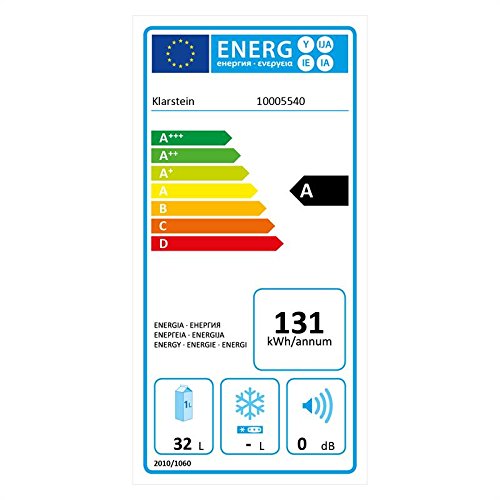 Klarstein MKS-13 Black Edition - Nevera Vinoteca, Minibar, Mininevera, Volumen 32 litros, Clase de eficiencia energética A, Silencioso 0 dB, Bajo Consumo, Puerta Cristal, Negro