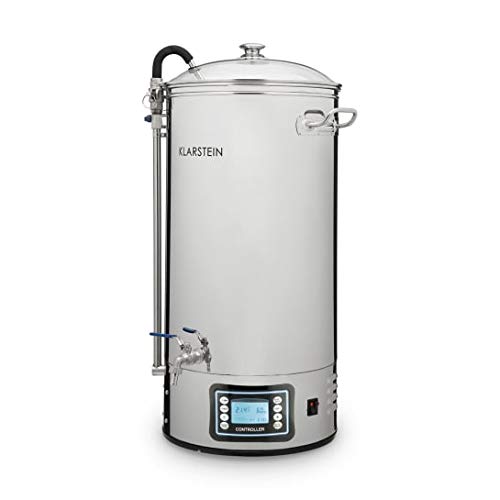 Klarstein Mundschenk - Caldera de maceración y mosto, Elaboración cerveza, Acero inoxidable, 50 L, Calentador 3000 W, Plateado