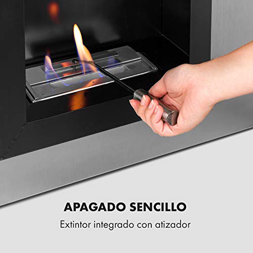 KLARSTEIN Phantasma Cuadro Chimenea - Quemador de bioetanol sin Olor ni Humos de Acero Inoxidable, Instalación en la Pared, depósito de 600 ml, 4 Horas de duración, Apagado asistido, Negro