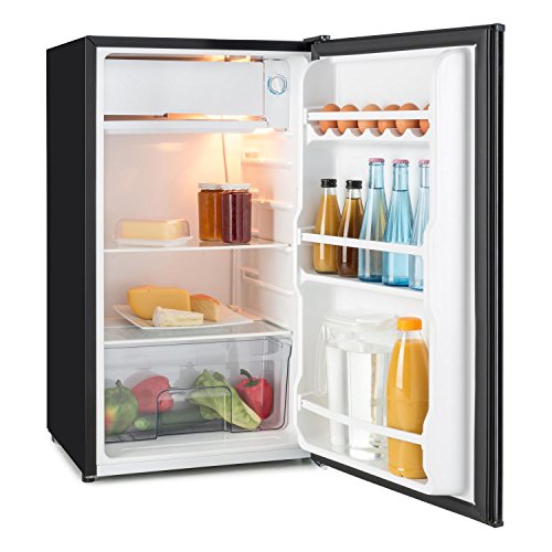 KLARSTEIN Spitzbergen Uni - Nevera, refrigerador, Marcador para Escribir en la Puerta, 90 l, 2 estantes de Vidrio, Compartimentos de Hielo y Verduras, Temperatura Ajustable en 5 Niveles, Negro