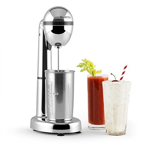 Klarstein van Damme Mezclador de bebidas - Batidor de smoothies, batidos, cremas y cócteles, Vaso mezclador, Portavasos, 100 vatios, 22.000 rpm, Capacidad: 450 ml, Vaso Acero inox, Metalizado