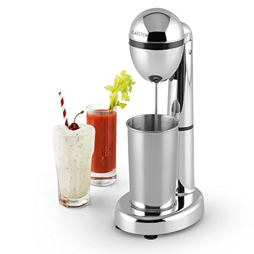 Klarstein van Damme Mezclador de bebidas - Batidor de smoothies, batidos, cremas y cócteles, Vaso mezclador, Portavasos, 100 vatios, 22.000 rpm, Capacidad: 450 ml, Vaso Acero inox, Metalizado