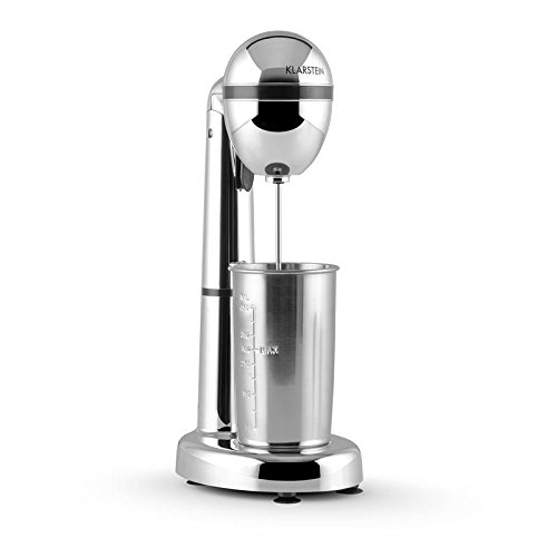 Klarstein van Damme Mezclador de bebidas - Batidor de smoothies, batidos, cremas y cócteles, Vaso mezclador, Portavasos, 100 vatios, 22.000 rpm, Capacidad: 450 ml, Vaso Acero inox, Rojo