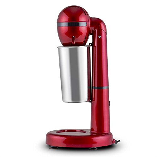 Klarstein van Damme Mezclador de bebidas - Batidor de smoothies, batidos, cremas y cócteles, Vaso mezclador, Portavasos, 100 vatios, 22.000 rpm, Capacidad: 450 ml, Vaso Acero inox, Rojo