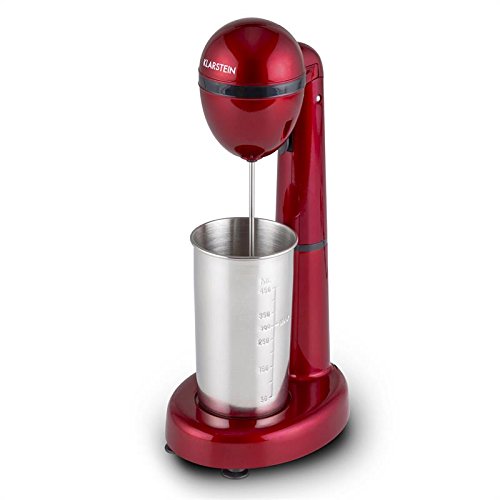 Klarstein van Damme Mezclador de bebidas - Batidor de smoothies, batidos, cremas y cócteles, Vaso mezclador, Portavasos, 100 vatios, 22.000 rpm, Capacidad: 450 ml, Vaso Acero inox, Rojo