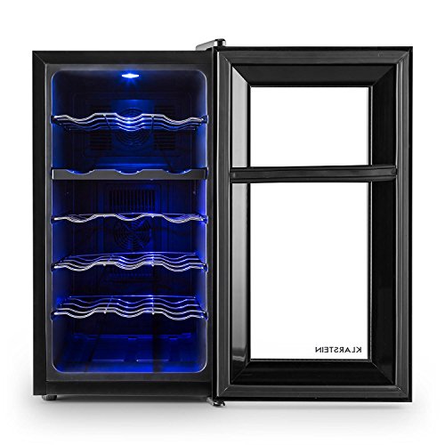 Klarstein Vinesse Wine Edition - Nevera para vinos, Vinoteca, 50L, 2 zonas de refrigeración:, 8-18 °C, 12-18 °C, 18 Botellas, Iluminación LED, Puerta de vidrio, Patas ajustables, Negro