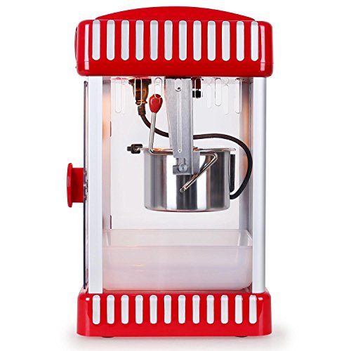 Klarstein Volcano máquina de palomitas (diseño retro años 50, 300 W, agitador extraíble, ventana panorámica, iluminación interna, cerradura magnética, olla acero inoxidable) - rojo