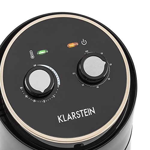 Klarstein Well Air Fry - Freidora, Freidora de aire caliente, Freír sin grasa, Hornear, Cocinar, Asar, 1230 W, 1,5 litros de capacidad, Sin sobrecalentamientos, Control analógico, Negro