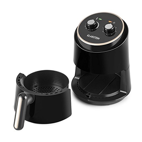 Klarstein Well Air Fry - Freidora, Freidora de aire caliente, Freír sin grasa, Hornear, Cocinar, Asar, 1230 W, 1,5 litros de capacidad, Sin sobrecalentamientos, Control analógico, Negro