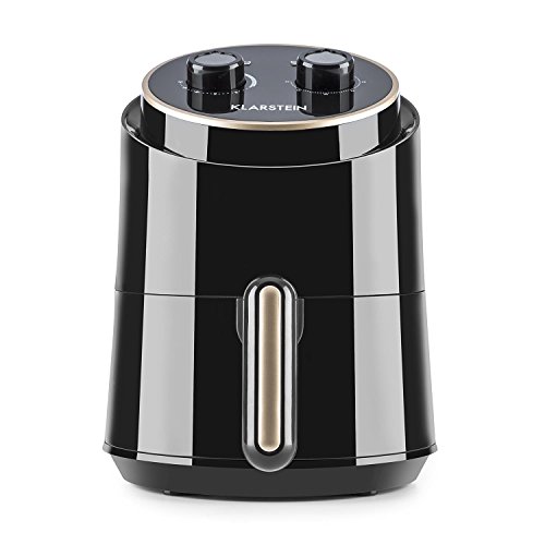 Klarstein Well Air Fry - Freidora, Freidora de aire caliente, Freír sin grasa, Hornear, Cocinar, Asar, 1230 W, 1,5 litros de capacidad, Sin sobrecalentamientos, Control analógico, Negro