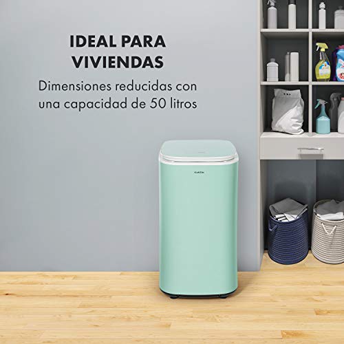 KLARSTEIN Zap Dry - Secadora, Potencia 820 W, Capacidad 50 L, 3 programas, Tambor de Acero Inoxidable, Panel de Control táctil, Tapa con Vidrio de Seguridad, Recogecable, Pantalla LED, Verde Claro