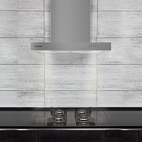 Klarstein Zarah - Campana extractora, Extractor, Extractor de pared, Aspiración/Ventilación, 3 Niveles, Potencia 620 m³/h, Acero inoxidable, Luz halógena, Montaje en pared, 60 cm, Plateado