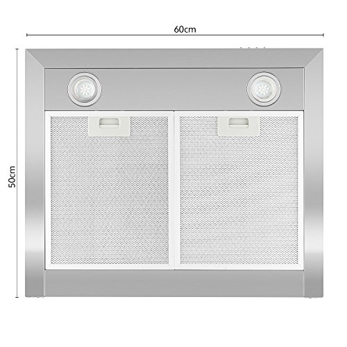 Klarstein Zarah - Campana extractora, Extractor, Extractor de pared, Aspiración/Ventilación, 3 Niveles, Potencia 620 m³/h, Acero inoxidable, Luz halógena, Montaje en pared, 60 cm, Plateado