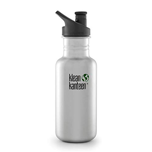 Klean Kanteen Edelstahlflasche Flasche Classic Sports Cap, Frasco, Plata (Brushed Stainless), 0.532 Litros