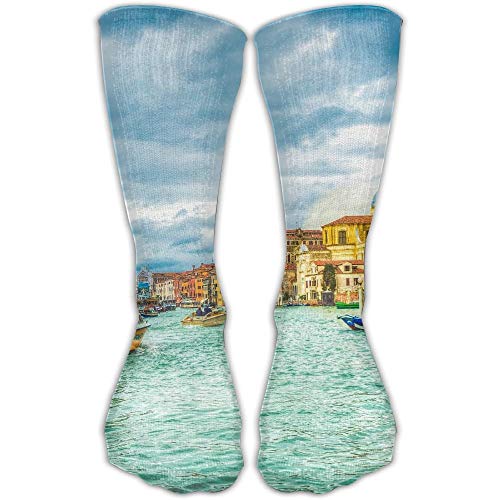 KLING Calcetines clásicos para hombres y mujeres Venecia Italia Edificios de góndolas Medias atléticas Calcetines largos Talla única 30 cm