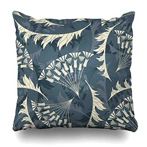 Klotr Fundas para Almohadas Sepal Nouveau Floral Pattern Modern in Petal Dandelion Flower Plant Blossom Botany Season Pillowcase Square Size 18 x 18 Inches Home Decor Cushion Cases