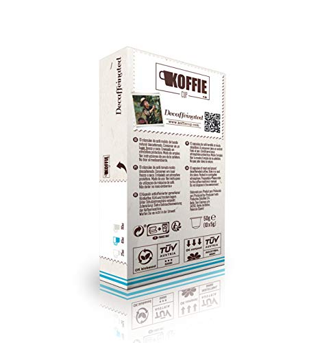 Koffie Cup-Decaffeinated Cápsulas compostables de café compatibles con máquinas Nespresso, Decaffeinated - 40 cápsulas (4x10cáps)