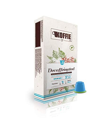 Koffie Cup-Decaffeinated Cápsulas compostables de café compatibles con máquinas Nespresso, Decaffeinated - 40 cápsulas (4x10cáps)