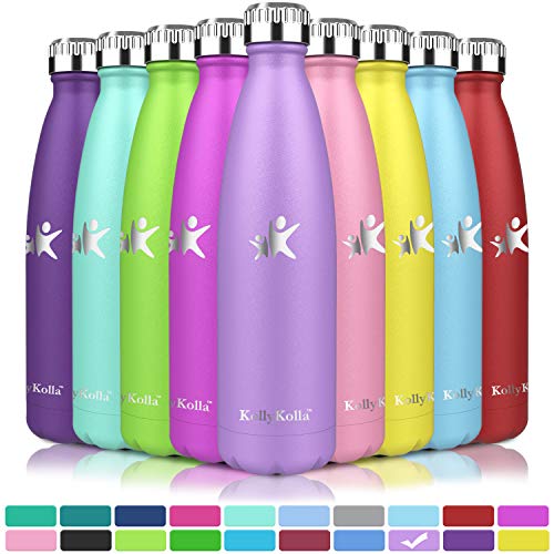 KollyKolla Botella de Agua Acero Inoxidable, Termo Sin BPA Ecológica, Botellas Termica Reutilizable Frascos Térmicos para Niños & Adultos, Deporte, Oficina, Yoga, Ciclismo, (750ml Púrpura Suave)