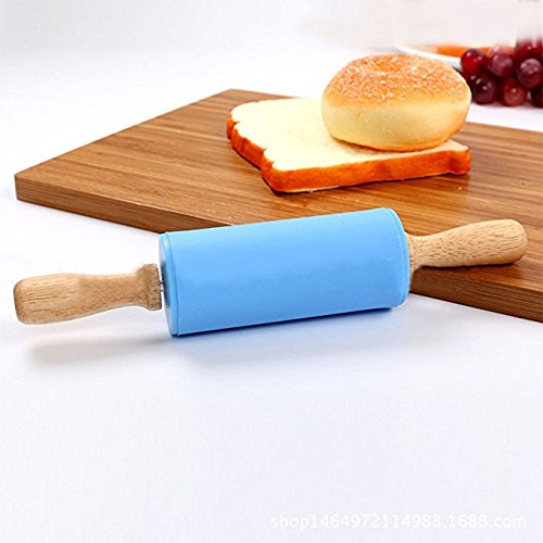 Koogel Minirodillo de cocina para niños, 2 unidades de 22,5 cm, con mango de madera antiadherente, de silicona, utensilios de cocina