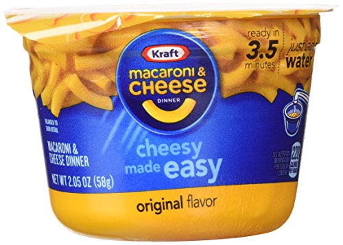 KRAFT Macaroni & Cheese Dinner Cup Easy Mac Original, 58 grams Cups (Pack of 12)