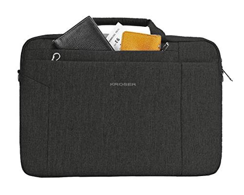 KROSER 15,6" Bolso para Ordenador Portátil Maletín Bolsa de Hombro de Mensajero Hidrófugo Bolsa para Portátil Tableta Satchel Bolso de Mano de Negocios Funda para Portatil para Mujeres y Hombres