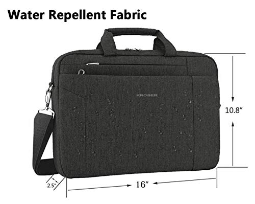 KROSER 15,6" Bolso para Ordenador Portátil Maletín Bolsa de Hombro de Mensajero Hidrófugo Bolsa para Portátil Tableta Satchel Bolso de Mano de Negocios Funda para Portatil para Mujeres y Hombres