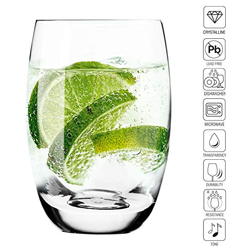 Krosno Vasos de Agua Highball | Set 6 Piezas | 360 ML | Elite Collection Uso en Casa, Restaurante y en Fiestas | Apto para Microondas y Lavavajillas