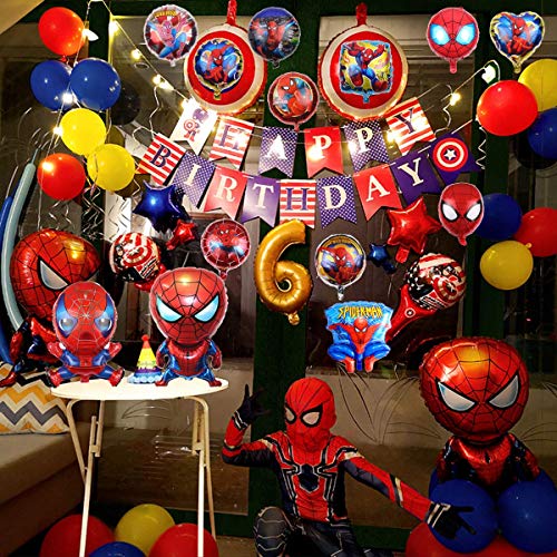 KRUCE 15 PC Globos de Papel de Fiesta de cumpleaños de superhéroe Spiderman, Globos de Papel de superhéroe Spiderman para Regalos de niños Suministros de Fiesta de cumpleaños decoración