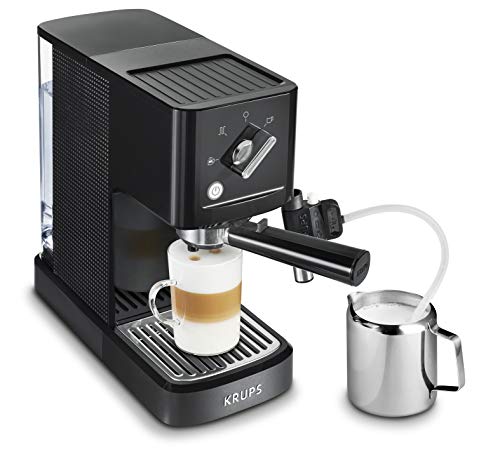 Krups Calvi Latte XP345810 cafetera espresso con accesorio para capucchino,15 bares de presión, sistema de regulación térmica, capacidad de 1 litro, selección manual mayor control del resultado final