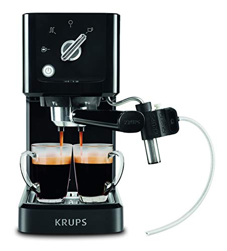 Krups Calvi Latte XP345810 cafetera espresso con accesorio para capucchino,15 bares de presión, sistema de regulación térmica, capacidad de 1 litro, selección manual mayor control del resultado final