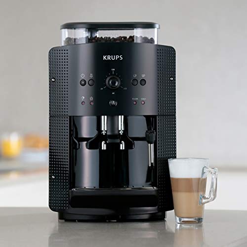 Krups EA8108 Roma - Cafetera Superautomática, 15 bares, molinillo de café cónico de metal, con selección de cantidad e intensidad de café, boquilla de vapor, 2 boquillas, incluye kit limpieza