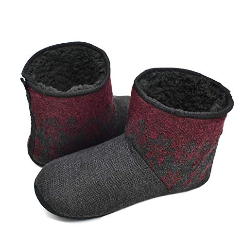 KuaiLu Zapatillas de Estar en Casa Hombre Cálido Invierno Interior Forro de Felpa Pantuflas Cerradas Espuma de Memoria Cómodo Antideslizante Botines