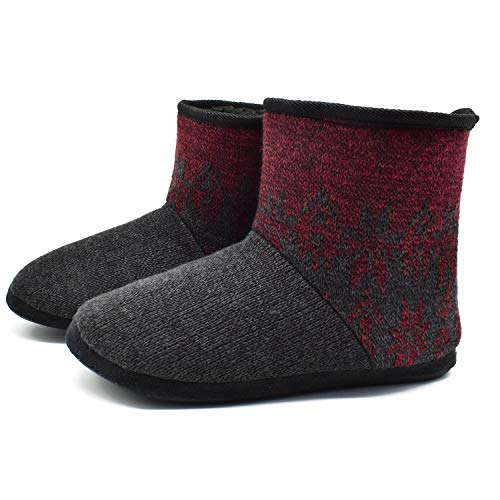 KuaiLu Zapatillas de Estar en Casa Hombre Cálido Invierno Interior Forro de Felpa Pantuflas Cerradas Espuma de Memoria Cómodo Antideslizante Botines