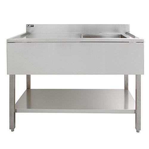 KUKOO Fregadero de Acero Inoxidable Industrial de Cocina 1 Cuba Muebles de Acero Inoxidable para Cocina | 120 cm x 60 cm x 90 cm